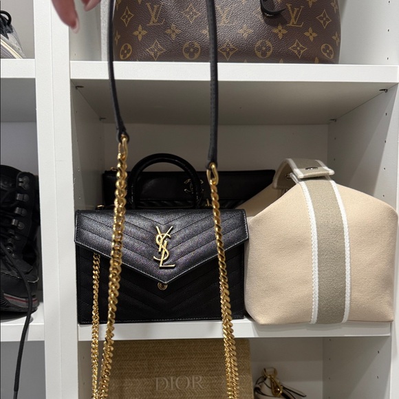 Yves Saint Laurent Black Chevron Clutch - Picture 3 of 5